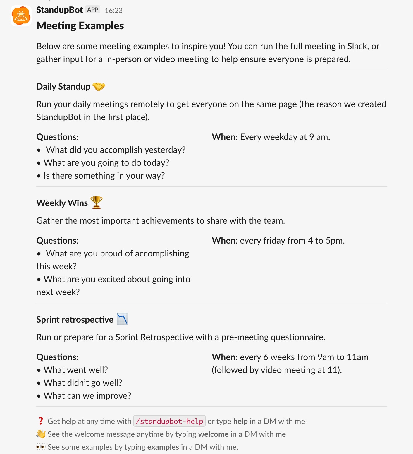 New slash examples command